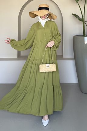 لباس حجاب سبز زنانه اورسایز Saklı Butik - کد 897679955