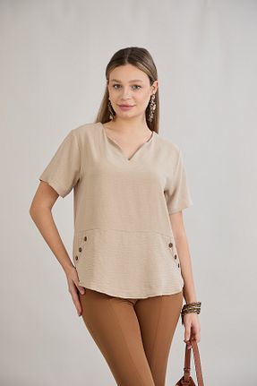 بلوز بژ زنانه ساده HOFY - کد 897881899