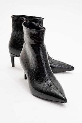 بوت / نیم بوت مشکی زنانه چرم مصنوعی luvishoes - کد 897686242