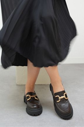 کفش لوفر مشکی زنانه پاشنه متوسط (5-9 سانتی متر) LAMİNTA - کد 898095774
