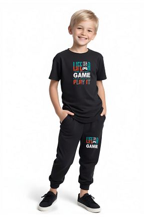 ست بالاتنه و پائین تنه مشکی بچه گانه بافت panios kids - کد 898353246