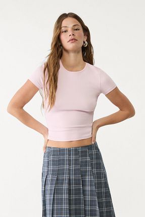 تیشرت صورتی زنانه اسلیم فیت Stradivarius - کد 897691457