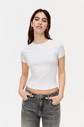 تیشرت سفید زنانه رگولار Pull & Bear - کد 897692379