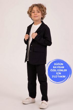 کت و شلوار مشکی بچه گانه یقه کتی DMB BOYS & GIRLS - کد 898356072