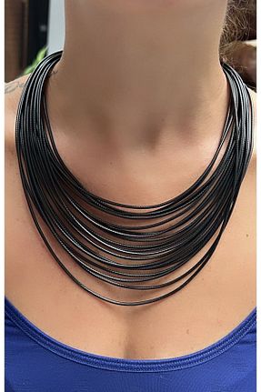 گردنبند جواهر مشکی زنانه چرم Kutcha Accessories - کد 299654707