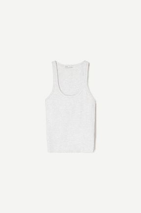 تیشرت طوسی زنانه یقه دگاژه Bershka - کد 897707382
