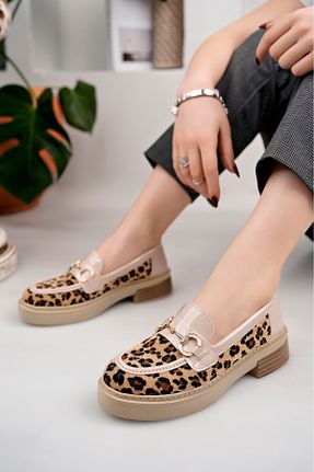 کفش لوفر بژ زنانه چرم مصنوعی moda sara - کد 898540722