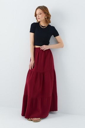 دامن زرشکی زنانه پنبه ای Mixray - کد 897721910