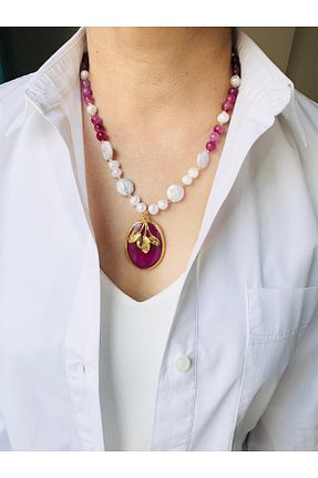 گردنبند مروارید صورتی مروارید آب شیرین DEVİ fashion - کد 897499312
