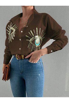 پیراهن قهوه ای زنانه اورسایز Basko fashion - کد 897741054
