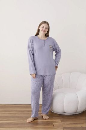 ست لباس راحتی سایز بزرگ بنفش زنانه ساده Lukitus - کد 870769414