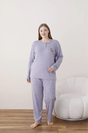 ست لباس راحتی سایز بزرگ بنفش زنانه ساده Lukitus - کد 870769414