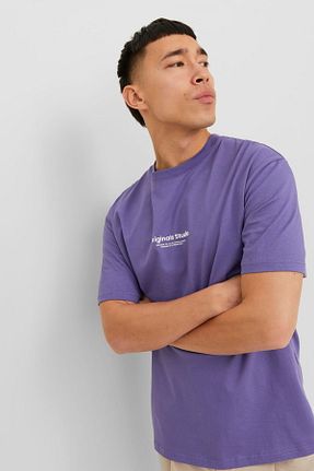 تیشرت بنفش مردانه یقه دوچرخه Jack & Jones - کد 746613370