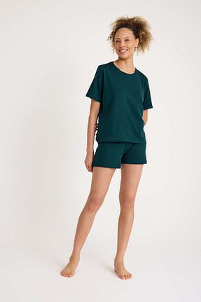 ست لباس راحتی سبز زنانه ساده No52 HomeWear - کد 897754893
