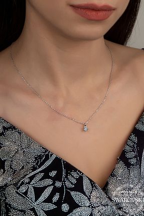 گردنبند استیل ( فولاد ) زنانه نقره Swarovski - کد 897760242