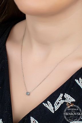 گردنبند استیل ( فولاد ) زنانه نقره Swarovski - کد 897764396