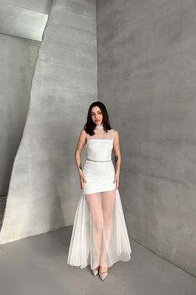 لباس سفید زنانه بافتنی comoller - کد 898362553