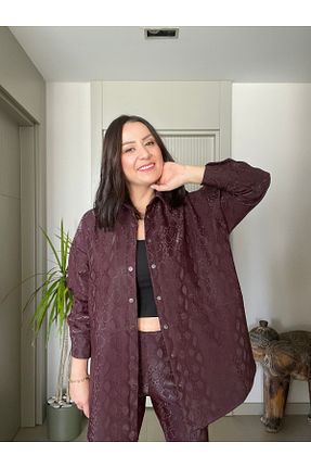 پیراهن زرشکی زنانه اورسایز Butik - کد 894357027