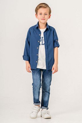 ست بالاتنه و پائین تنه آبی بچه گانه بافتنی Gold Class Kidswear - کد 898391123