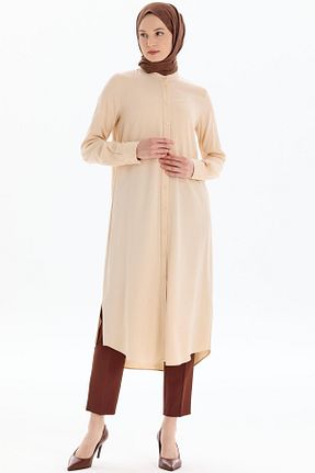 تونیک حجاب بژ زنانه ویسکون Tuğba - کد 898375605