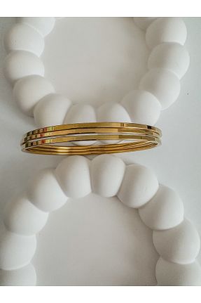 دستبند استیل (فولاد) طلائی زنانه استیل ضد زنگ LeyyaJewelry - کد 897797094