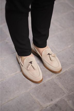 کفش کژوال بژ مردانه چرم خالص YAREL - کد 897777248