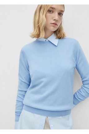 پلیور آبی زنانه ساده MANGO - کد 855801261