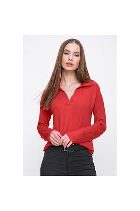 بلوز قرمز زنانه ساده Pasaklı Giyim - کد 754460392