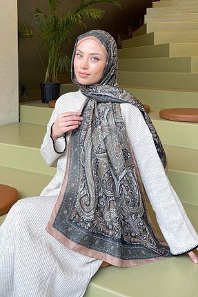 شال قهوه ای زنانه پنبه ای lamelif.com - کد 897832538