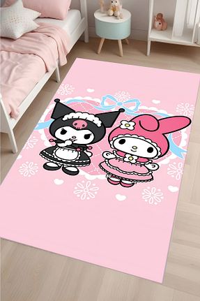 فرش بچه گانه صورتی پلی استر LTS HOME - کد 889883012