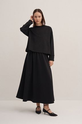 ست بالاتنه و پائین تنه مشکی زنانه بافتنی ebu prive - کد 897862672