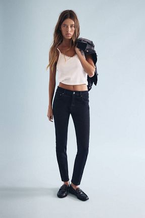 شلوار جین مشکی زنانه پاچه تنگ Pull & Bear - کد 897854758