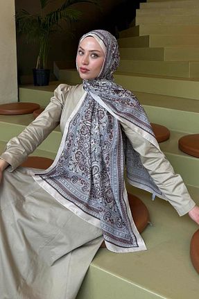 شال بژ زنانه پنبه ای lamelif.com - کد 897882120