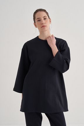 تونیک سرمه ای زنانه بافت ebu prive - کد 898521439