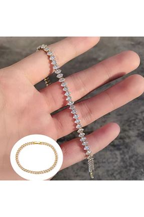 دستبند جواهر طلائی زنانه زیرکن DEMOKAN - کد 841121549