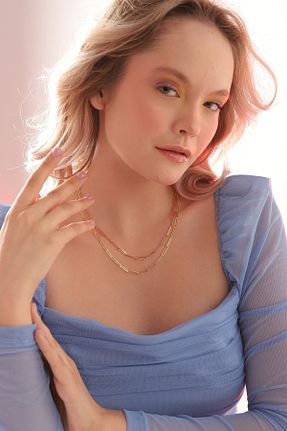 گردنبند نقره طلائی زنانه 925 عیار AcestesDesign - کد 137615552