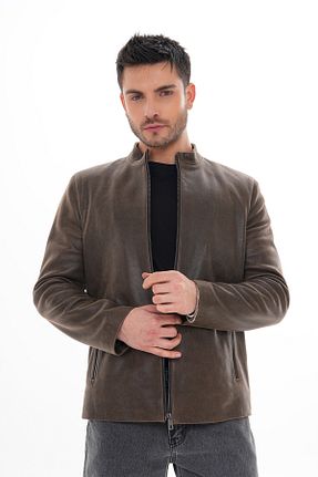 کاپشن قهوه ای مردانه اسلیم فیت Metins Leather - کد 897899247