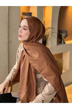 شال قهوه ای زنانه ابریشم Modakaşmir - کد 897898410