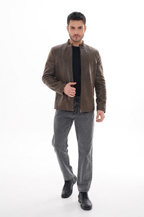 کاپشن قهوه ای مردانه اسلیم فیت Metins Leather - کد 897899247