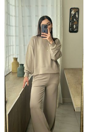 ست بالاتنه و پائین تنه قهوه ای زنانه بافت Dsa Fleur - کد 897910047