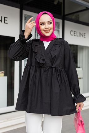 تونیک حجاب مشکی زنانه پنبه پلی استر LOCCO - کد 717923057