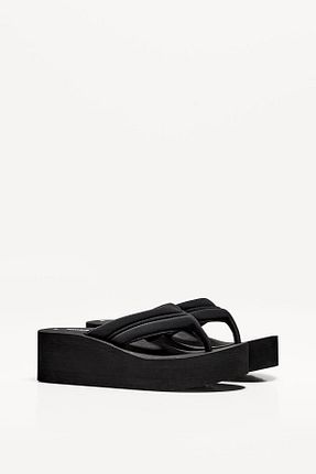 صندل مشکی زنانه پاشنه پلتفرم Bershka - کد 897907417