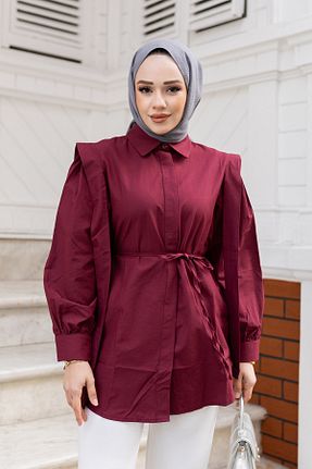 پیراهن حجاب زرشکی زنانه رگولار LOCCO - کد 890480847