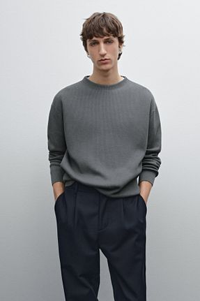 پلیور طوسی مردانه ساده Massimo Dutti - کد 897901234