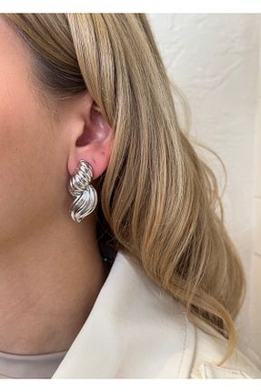 گوشواره جواهر طلائی روکش نقره KİLİGİSTANBUL - کد 897913351