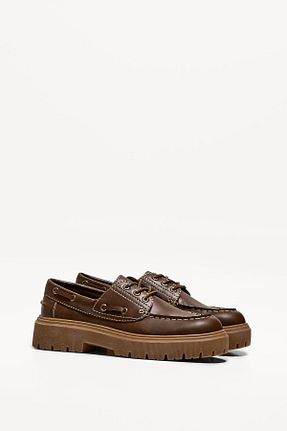 کفش آکسفورد قهوه ای زنانه پلی اورتان Bershka - کد 897940028