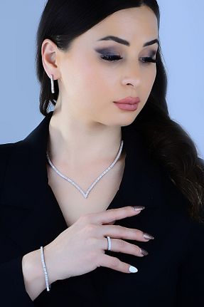 ست نقره سفید زنانه زیرکن BARIŞ TAKI - کد 52917406