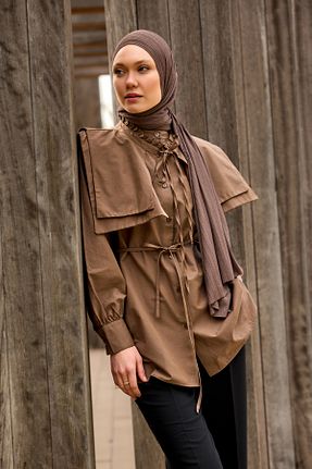 پیراهن حجاب قهوه ای زنانه رگولار LOCCO - کد 897926079