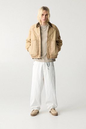 شلوار جین نباتی مردانه پاچه لوله تفنگی Pull & Bear - کد 897921393