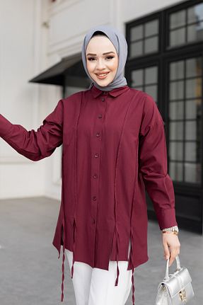 پیراهن حجاب زرشکی رگولار LOCCO - کد 897938600